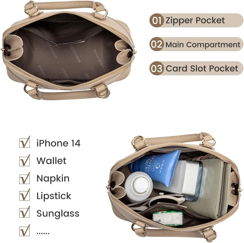 LOVEVOOK Purse for Women Small Crossbody Bags Classic Double Zip Top Handle Dome Satchel Bag