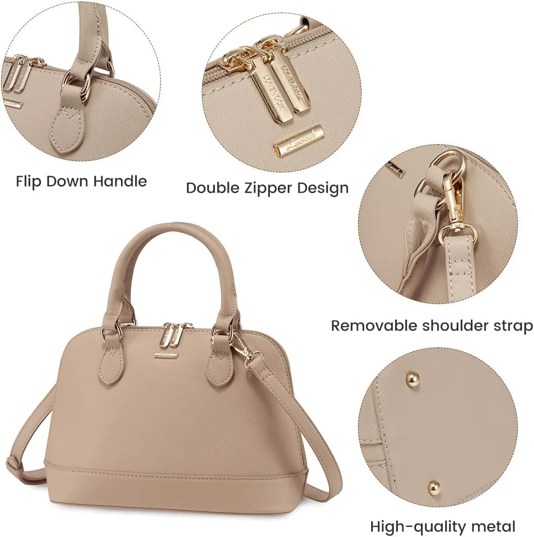 LOVEVOOK Purse for Women Small Crossbody Bags Classic Double Zip Top Handle Dome Satchel Bag