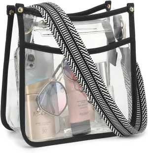 LOXOMU Clear Crossbody Bag Stadium Approved - Clear Purses for Women with Adjustable Strap Clear Shoulder Bag for Concerts