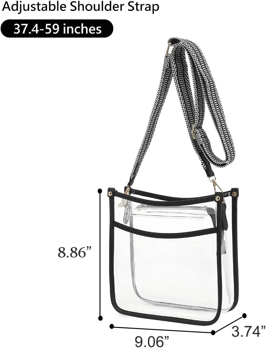 LOXOMU Clear Crossbody Bag Stadium Approved - Clear Purses for Women with Adjustable Strap Clear Shoulder Bag for Concerts