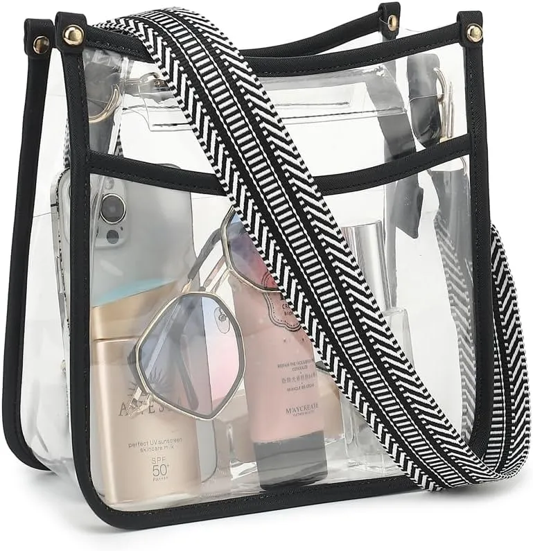 LOXOMU Clear Crossbody Bag Stadium Approved - Clear Purses for Women with Adjustable Strap Clear Shoulder Bag for Concerts