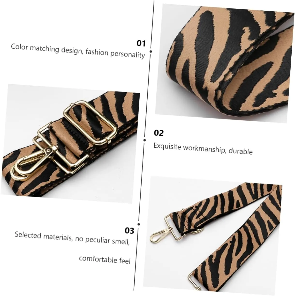 Lurrose Elegant Zebra Pattern Shoulder Belt Wide for Crossbody Bag Purse Replacement Made of Canvas