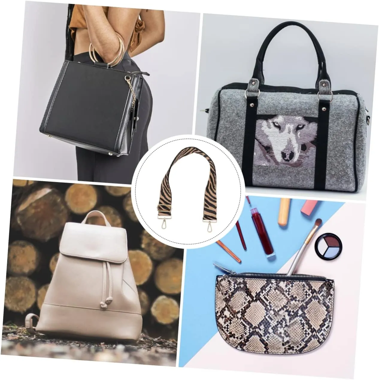 Lurrose Elegant Zebra Pattern Shoulder Belt Wide for Crossbody Bag Purse Replacement Made of Canvas