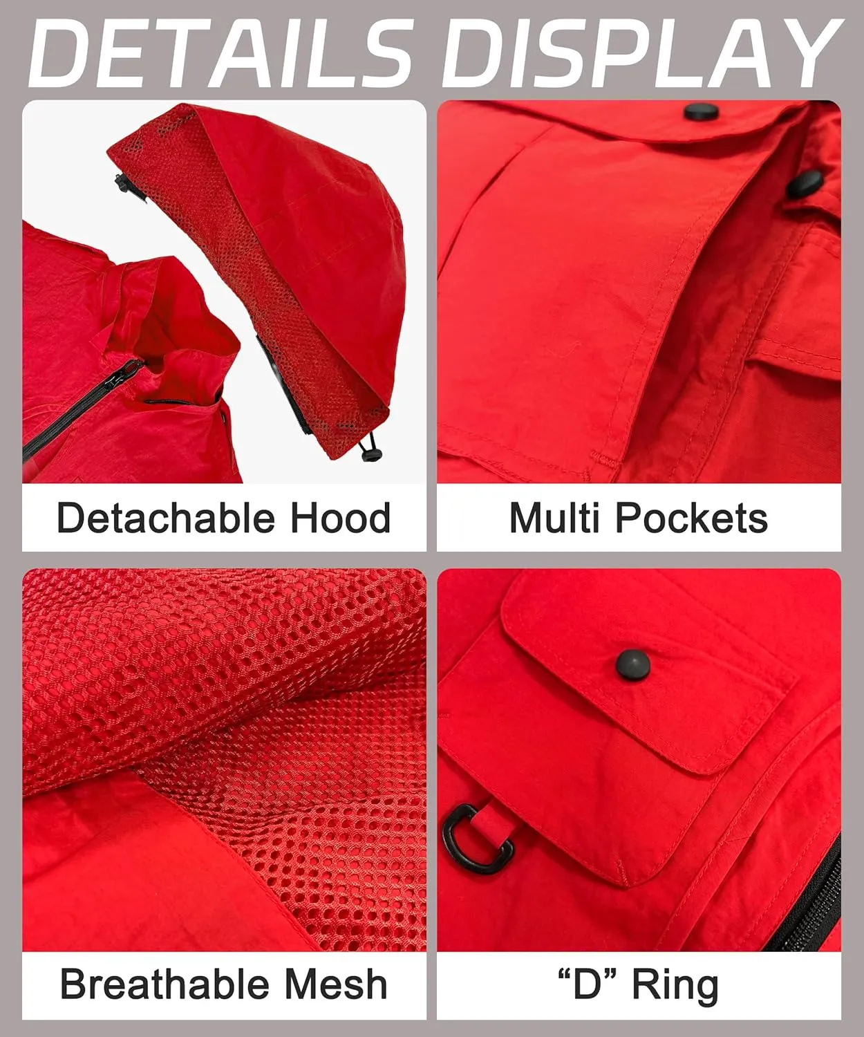 M2C Mens Hooded Mesh Multiple Pockets Traveling Vest