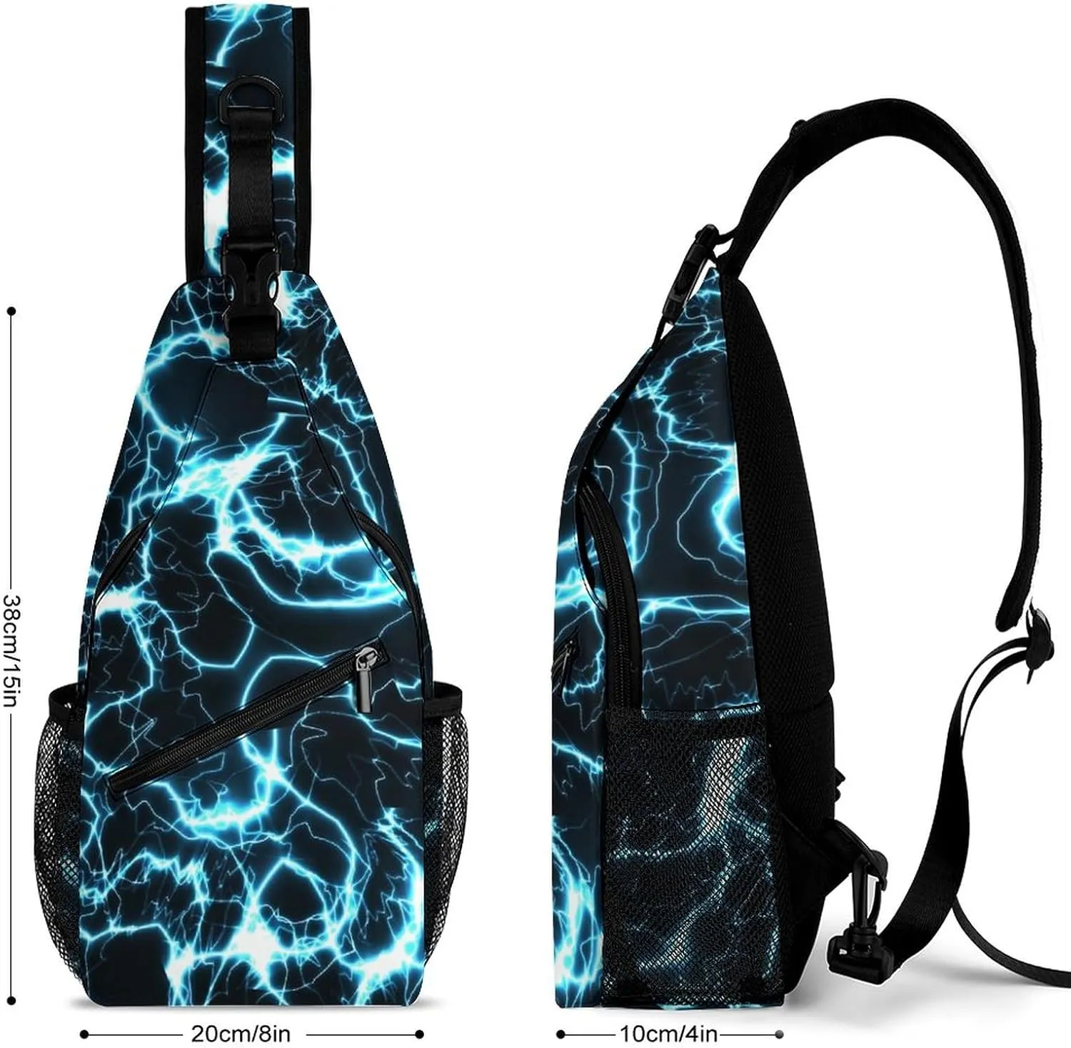 Magic Feathers Moons Sling Bag for Women Men Stars Gold M