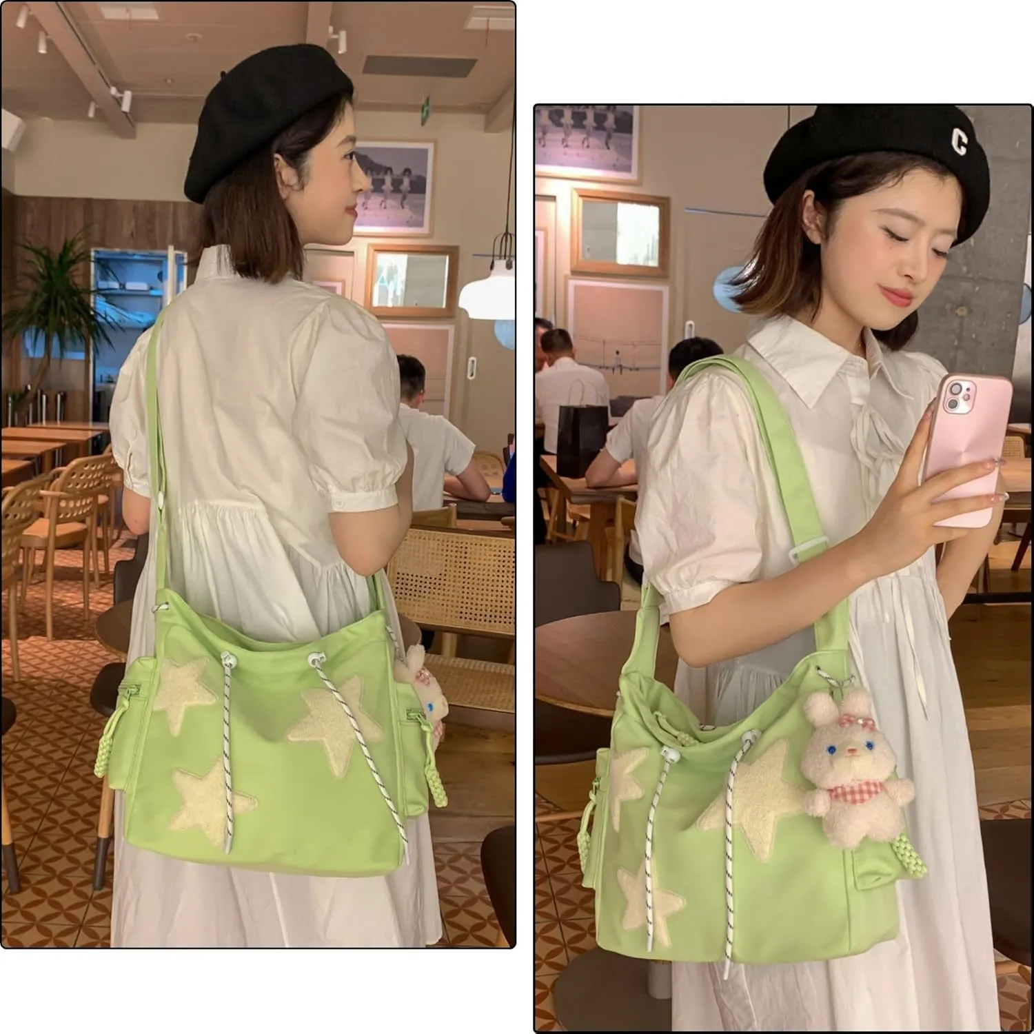 Makukke Y2K Corduroy Shoulder Bag Women, Cute Tote Bag Large Crossbody Bag for Office Work Travel Shopping