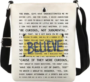 MAOFAED Be Curious Not Judgemental, TV Quotes Believe Crossbody Bag for Fans, Be A Goldfish