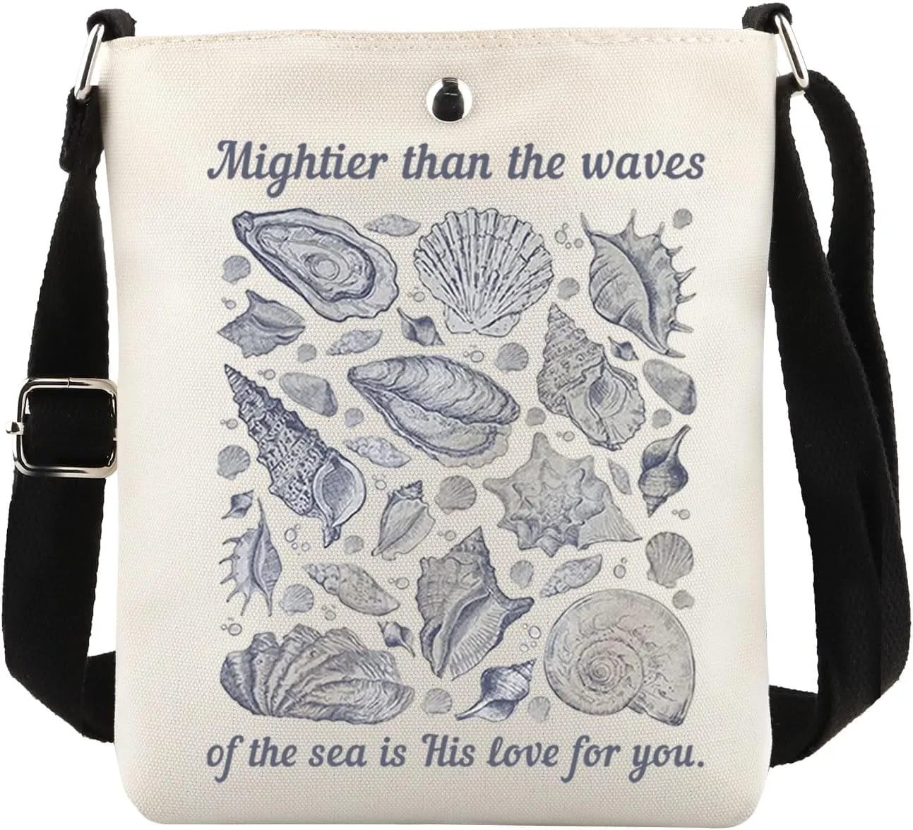 MAOFAED Christian Gift, Mightier Than The Waves of The Sea Is His Love for You, Bible Verse Crossbody Bag