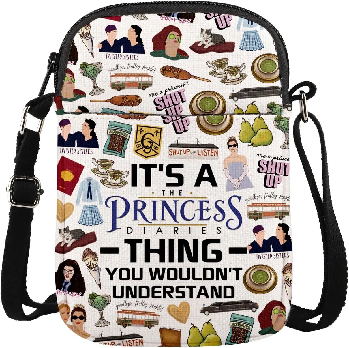 MAOFAED Princess Movie Inspired Gift, Me A Princess? Shut Up, Princess of Genovia Gift, Crossbody Bag for Her