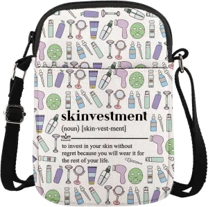 MAOFAED Skin Care Gift, Esthetician Gift, Skinvestment Definition Crossbody Bag, Spa Gift, Esthetician Gift(skinvestment noun)