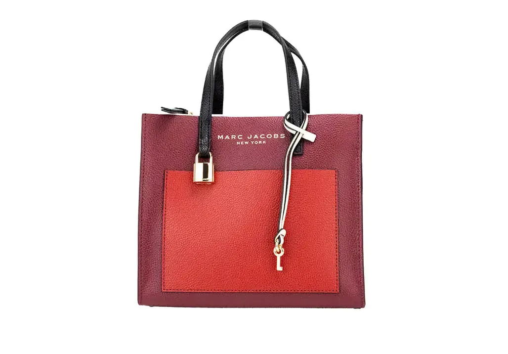 Marc Jacobs Grind Mini Pomegranate Colorblock Leather Tote