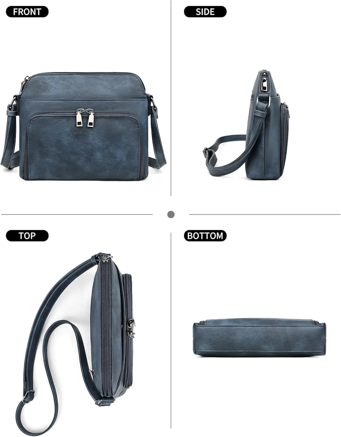 MASINTOR Crossbody Purse Bags for Women, Multi-Pocket Soft Leather Shoulder Purse with Tassel, Lightweight Travel Handbag