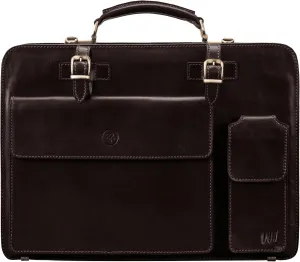 Maxwell Scott - Mens Luxury Italian Leather Large Square Briefcase - Zip Closure - Handmade in Italy - The Alanzo