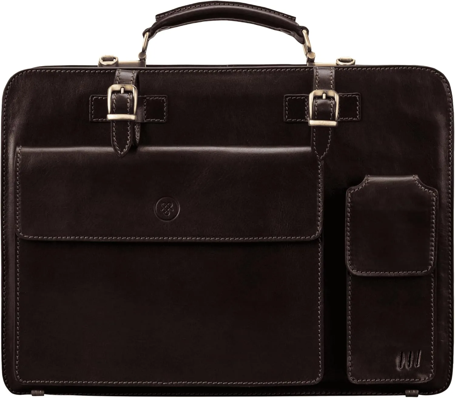 Maxwell Scott - Mens Luxury Italian Leather Large Square Briefcase - Zip Closure - Handmade in Italy - The Alanzo