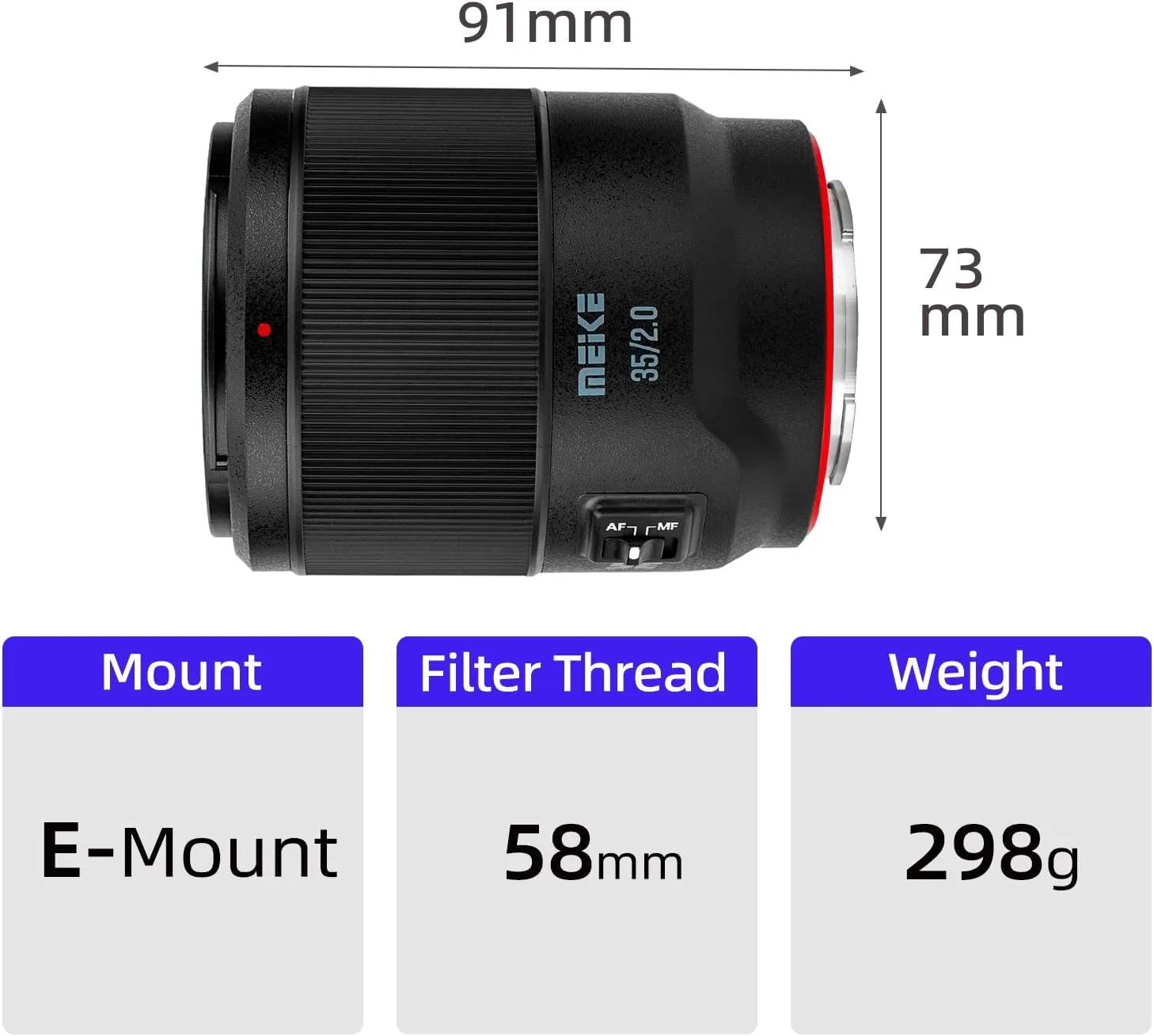 Meike 35mm F2.0 Auto Focus Full Frame STM Stepping Motor Lens Compatible with Sony E Mount Cameras A7 A7R A7IV A7R IV A7III A7RII A7RIII A7SIII A9 A7C A7CII