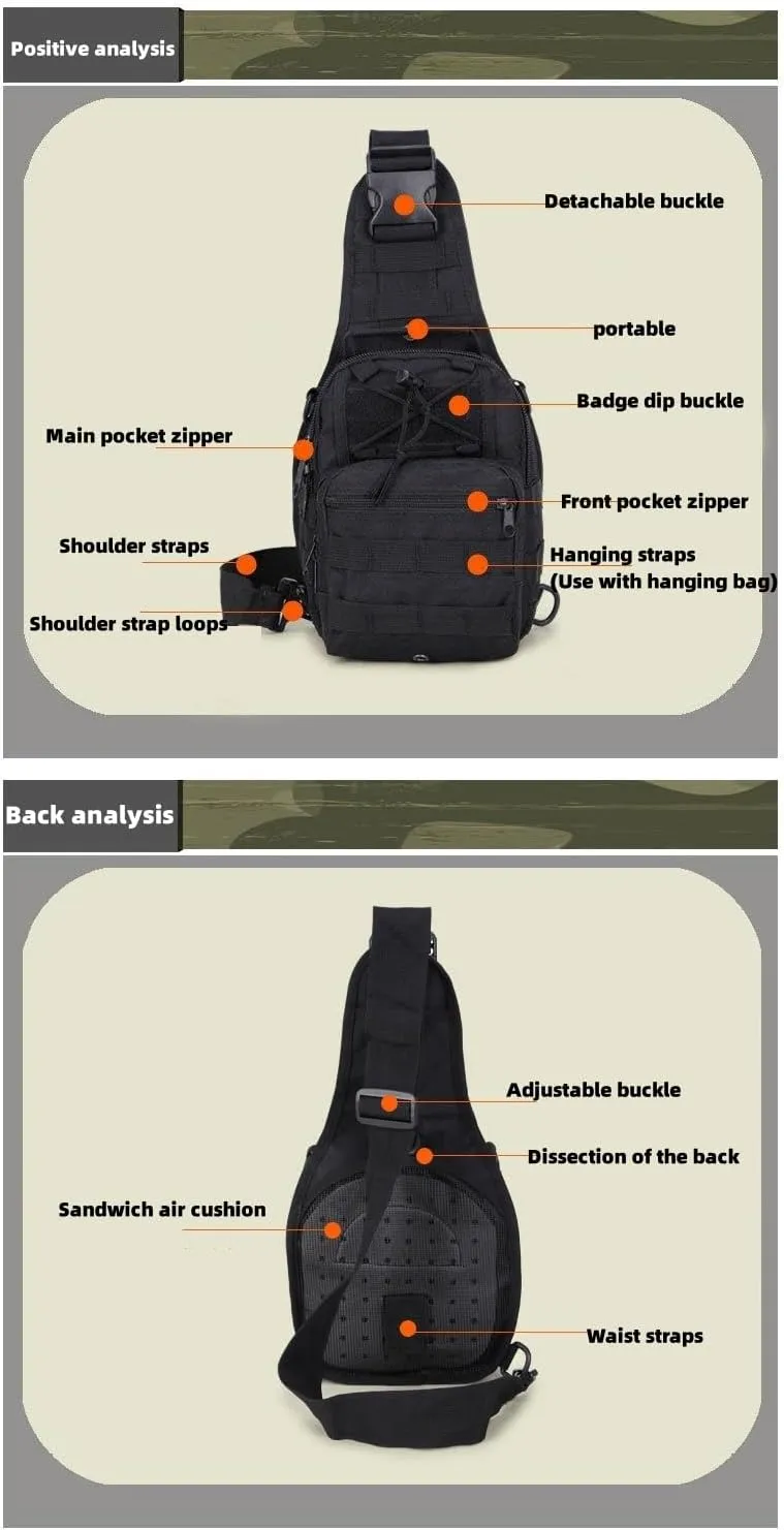 Men's Chest Bag Oxford Bag Crossbody Bag Shoulder Bag Korean Version Small Backpack Casual Belt Bag (black)