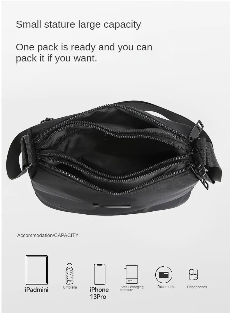 Mens multi-compartment crossbody bag, single shoulder bag, fashion style bag