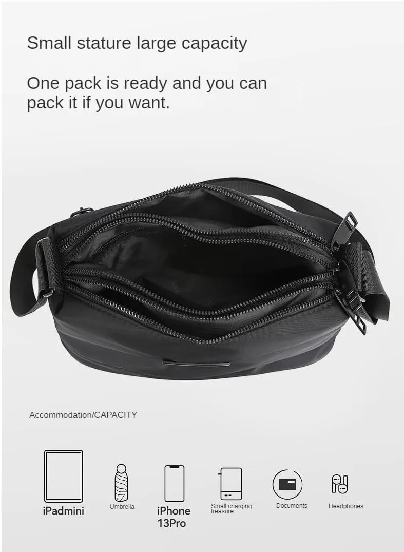 Mens multi-compartment crossbody bag, single shoulder bag, fashion style bag