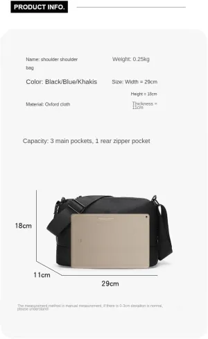 Mens multi-compartment crossbody bag, single shoulder bag, fashion style bag