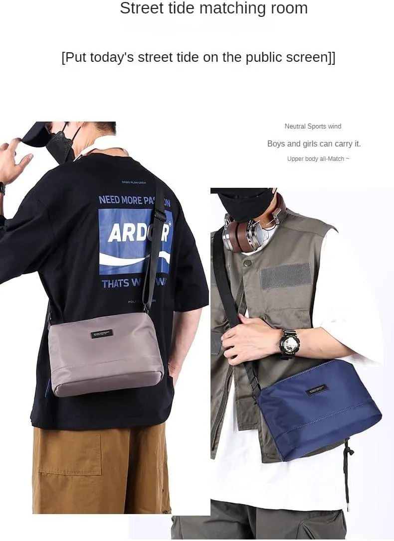 Mens multi-compartment crossbody bag, single shoulder bag, fashion style bag
