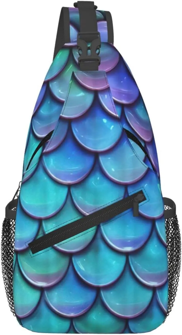 Mermaid Teal Fish Scale Print Stylish and Practical Crossbody Bag for All Your Travel and Daily Use