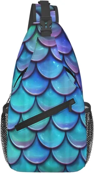 Mermaid Teal Fish Scale Print Stylish and Practical Crossbody Bag for All Your Travel and Daily Use