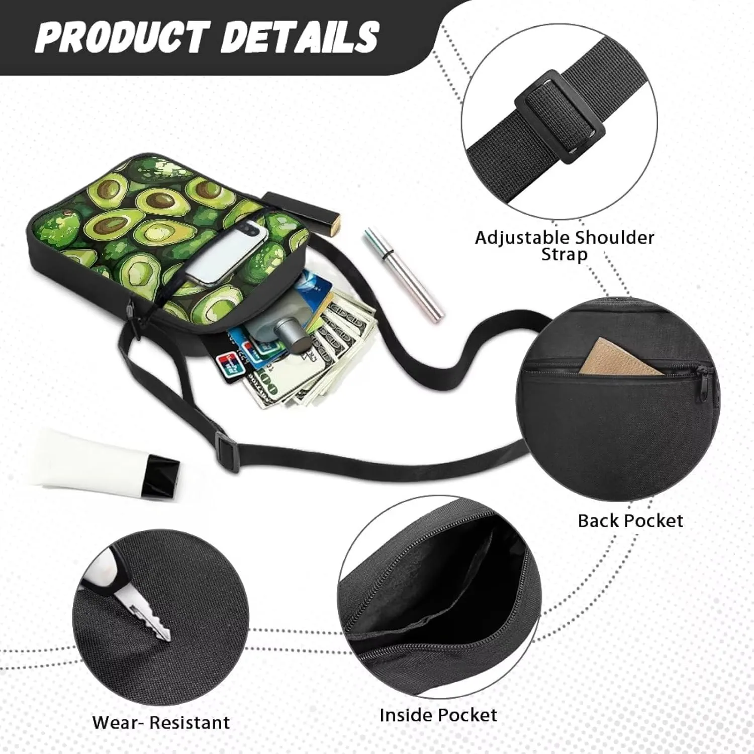 Messenger Bag Vintage Ladies Handbags Cross Body Designer Polyester Purse with Front Pockets