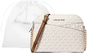 Michael Michael Kors Jet Set Travel Medium Logo Dome Crossbody Bag (VANILLA)