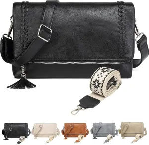 Micmores Crossbody Bags for Women Crossbody Purse Vegan Leather Purse Shoulder Handbags With 2 shoulder straps