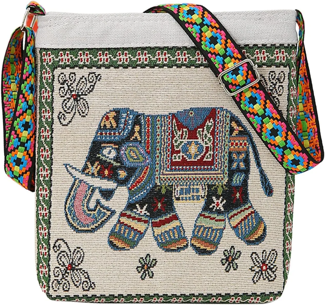 Mini crossbody bag, Fashion zipper small shoulder bag,Elephant pattern, Is the canvas crossbody bag for dreamers