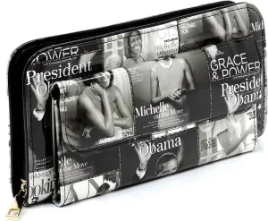 MIZUBA Magazine Cover Collage Front Pocket Clutch Crossbody Wallet Small Michelle Obama Smartphone wallet