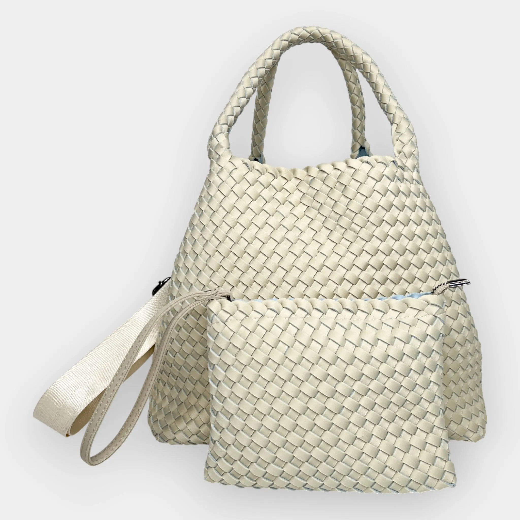 Mon Milou Pale Green and Blue Neoprene Woven Bag