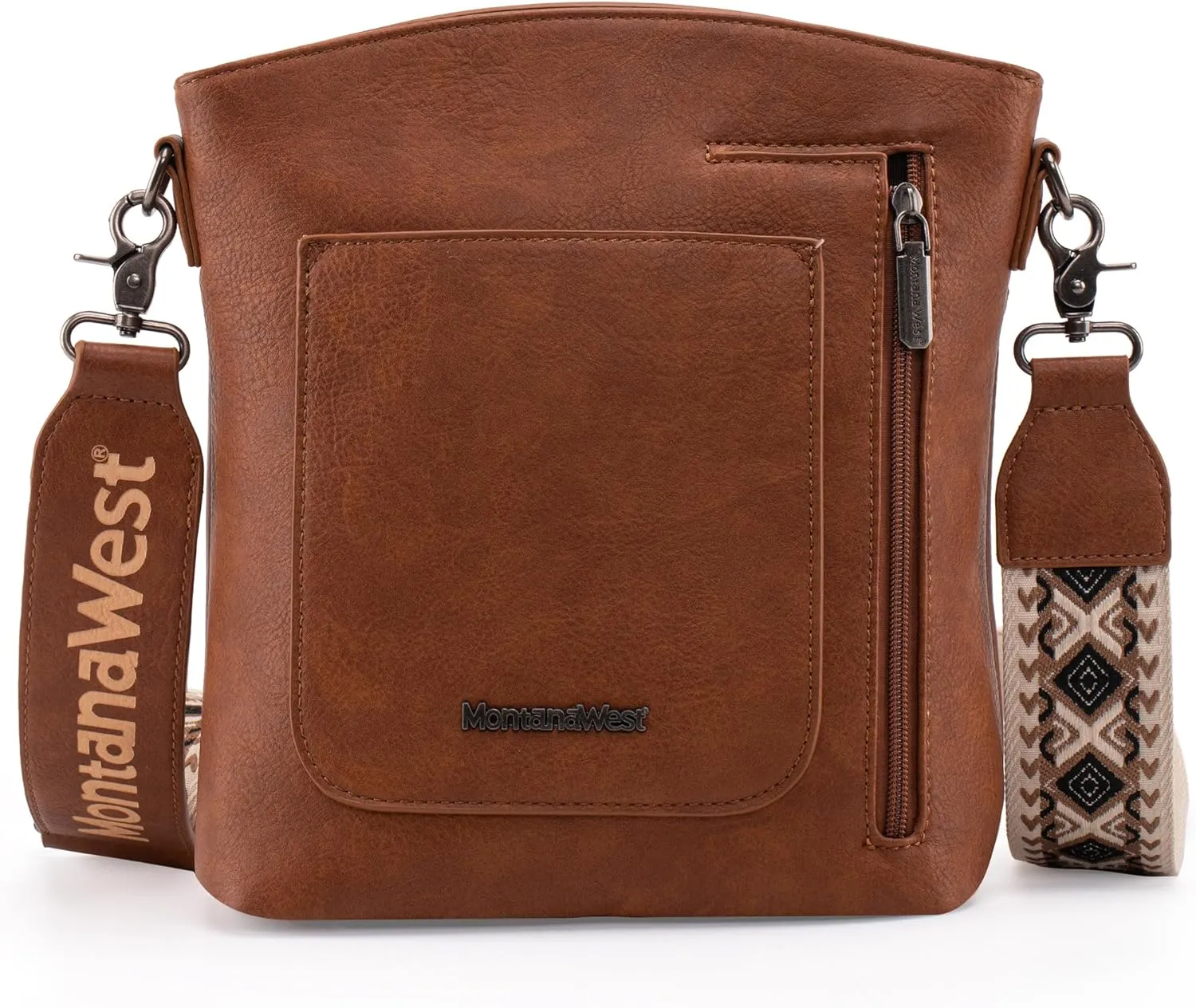 Montana West Multi Zip Pocket Large Crossbody Bag With Guitar Strap
