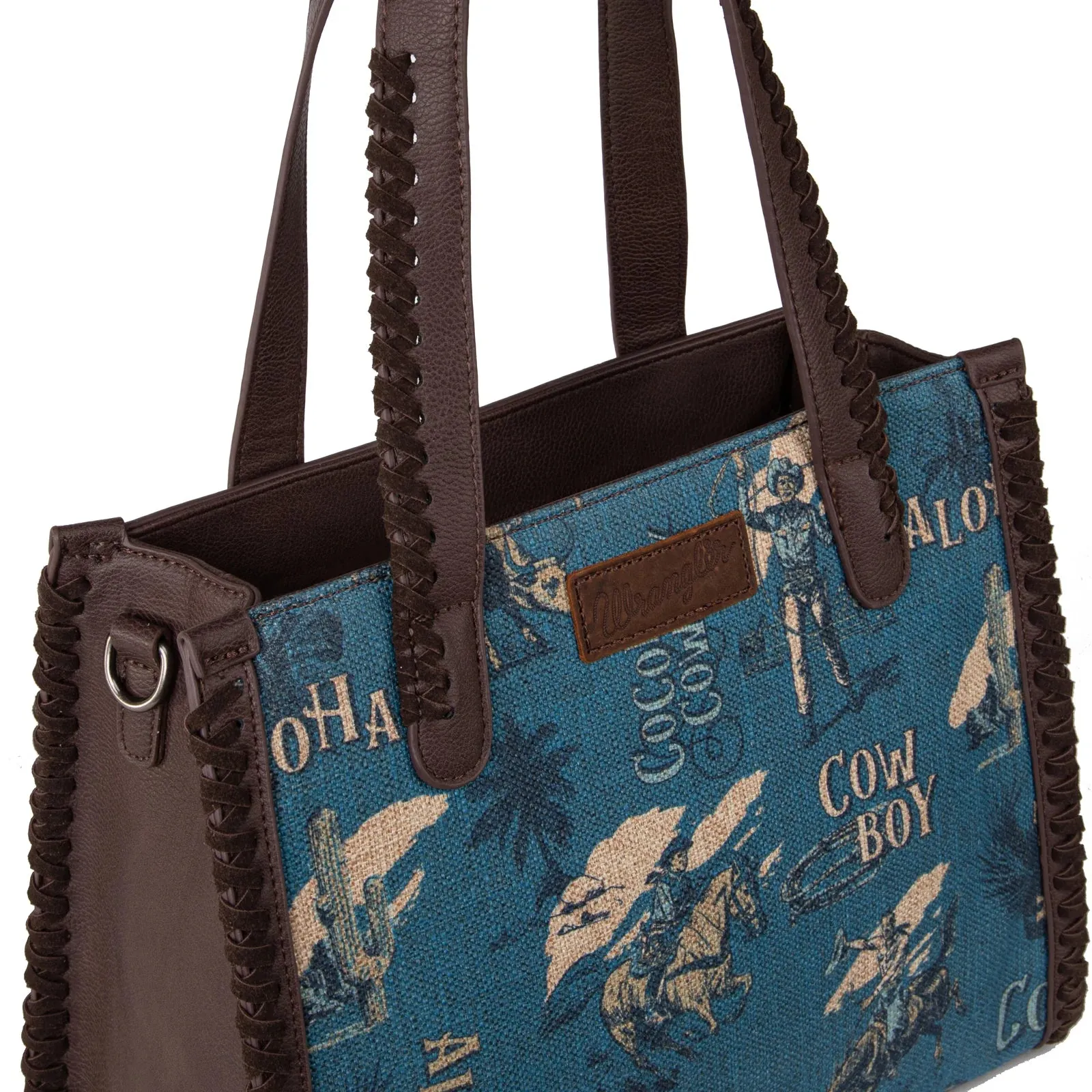 Montana West Wrangler Vintage Retro Cowboy Cool Print Small Canvas Tote/Crossbody