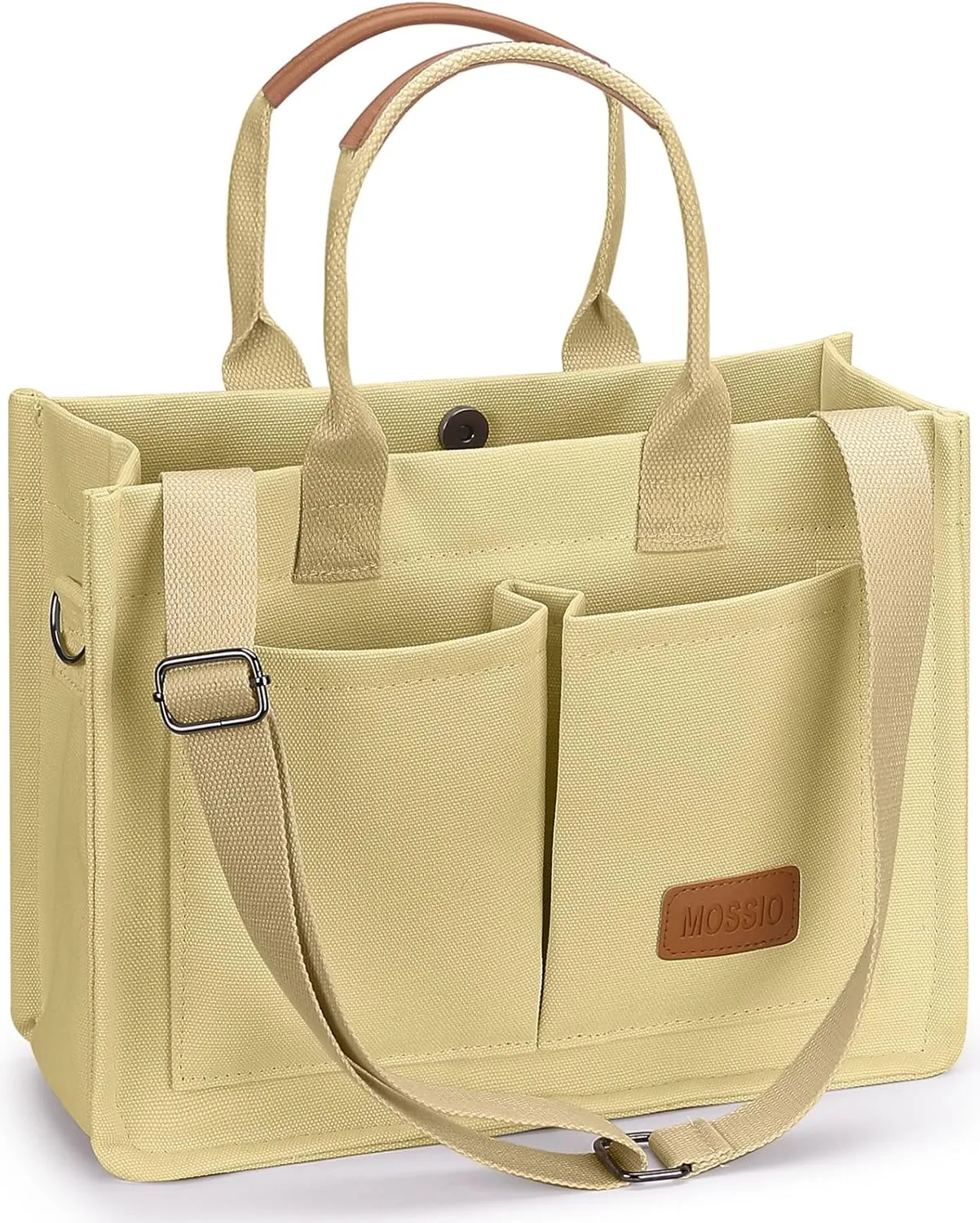 Mossio Large Canvas Tote Bag for Women with Pockets - Laptop Crossbody Work Tote Bag Everyday Bag Shoulder Purse Handbag
