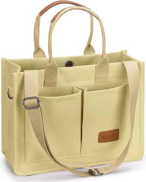 Mossio Large Canvas Tote Bag for Women with Pockets - Laptop Crossbody Work Tote Bag Everyday Bag Shoulder Purse Handbag