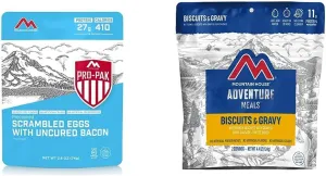 Mountain House Scrambled Eggs with Bacon Pro-Pak   Mountain House Biscuits & Gravy | Freeze Dried Backpacking & Camping Food