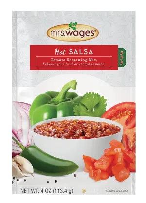 Mrs. Wages Hot Salsa Canning Mix, Easy-To-Use, Simple Homemade Salsa, Hot Spice Flavoring, Enhance Your Tomatoes, 4 oz Packet (Value Pack of 12)