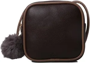 Mudono Small Square Bag for Women Mini Vintage Crossbody Shoulder Bag Minimalist Everyday Travel Purse with Pom Pom