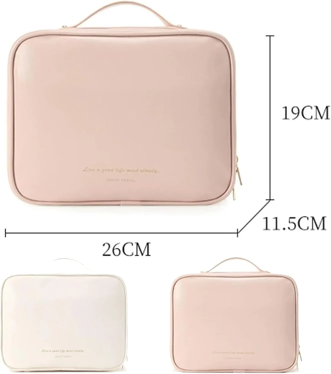 Multi-Compartment Toiletry Cosmetics Bag, Portable & Large Capacity Makeup Bag with Compartments, multi compartment toiletry Bag for Travel (Pink)