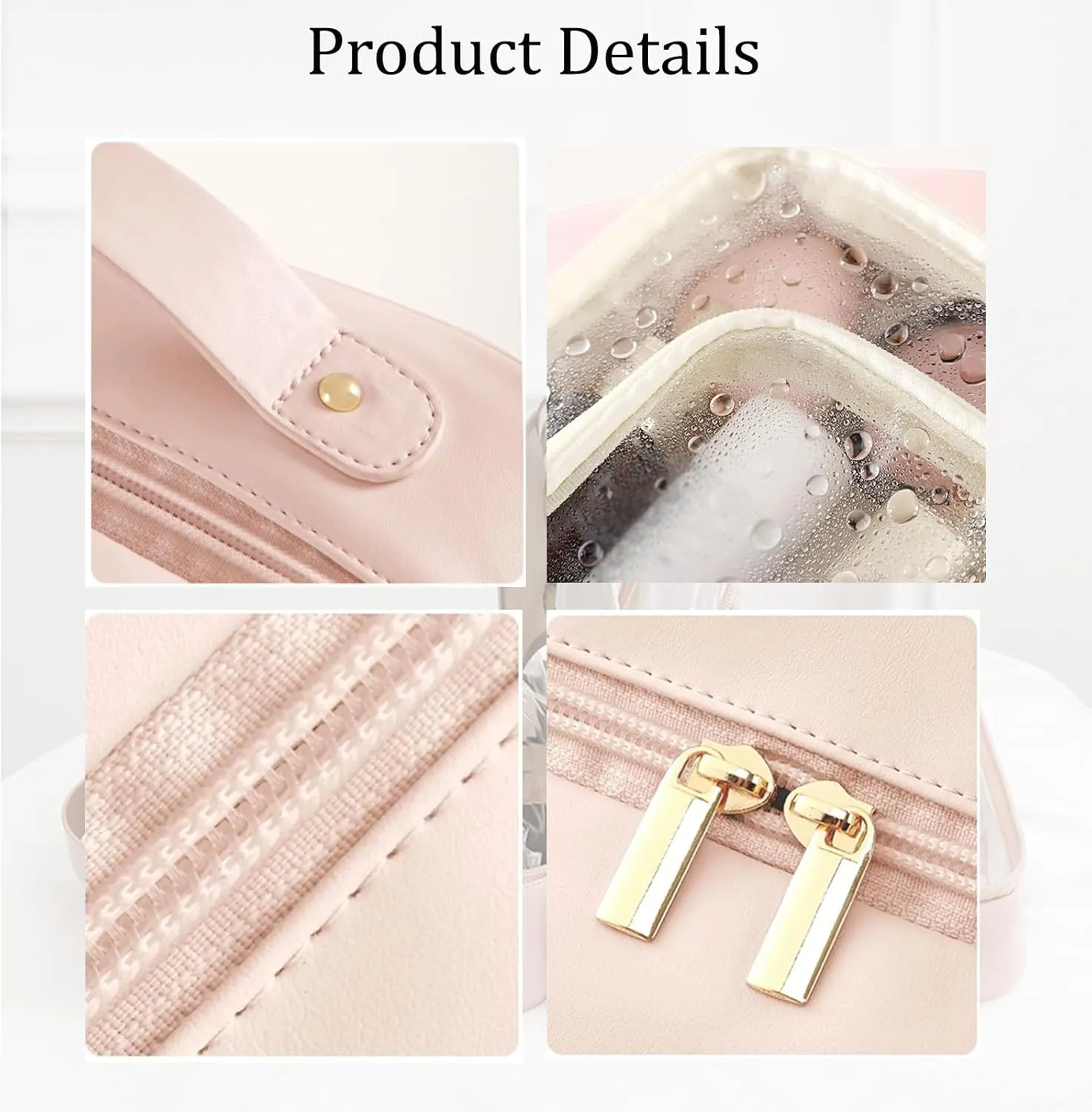 Multi-Compartment Toiletry Cosmetics Bag, Portable & Large Capacity Makeup Bag with Compartments, multi compartment toiletry Bag for Travel (Pink)