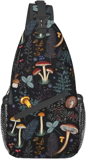 Mushroom Gifts Mushroom Backpack Crossbody Bag Sling Bag for Women Men Travel Hiking Daypack Chest Shoulder
