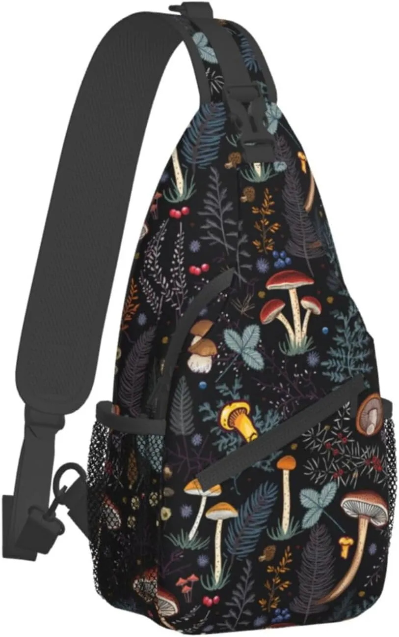 Mushroom Gifts Mushroom Backpack Crossbody Bag Sling Bag for Women Men Travel Hiking Daypack Chest Shoulder