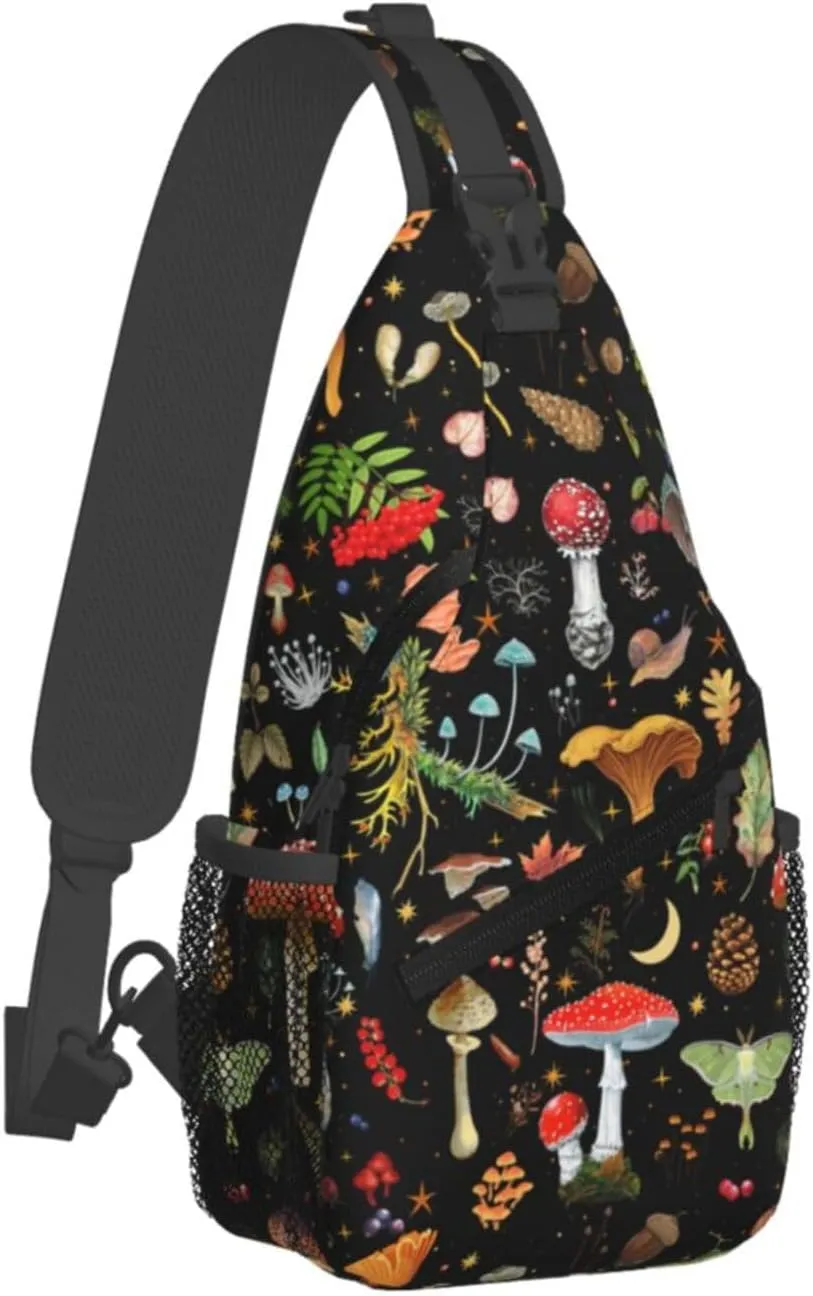 Mushroom Gifts Mushroom Sling Bag Crossbody Backpack for Women Men Travel Hiking Daypack Chest Shoulder