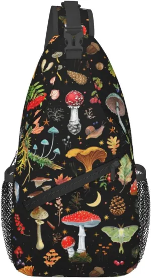 Mushroom Gifts Mushroom Sling Bag Crossbody Backpack for Women Men Travel Hiking Daypack Chest Shoulder