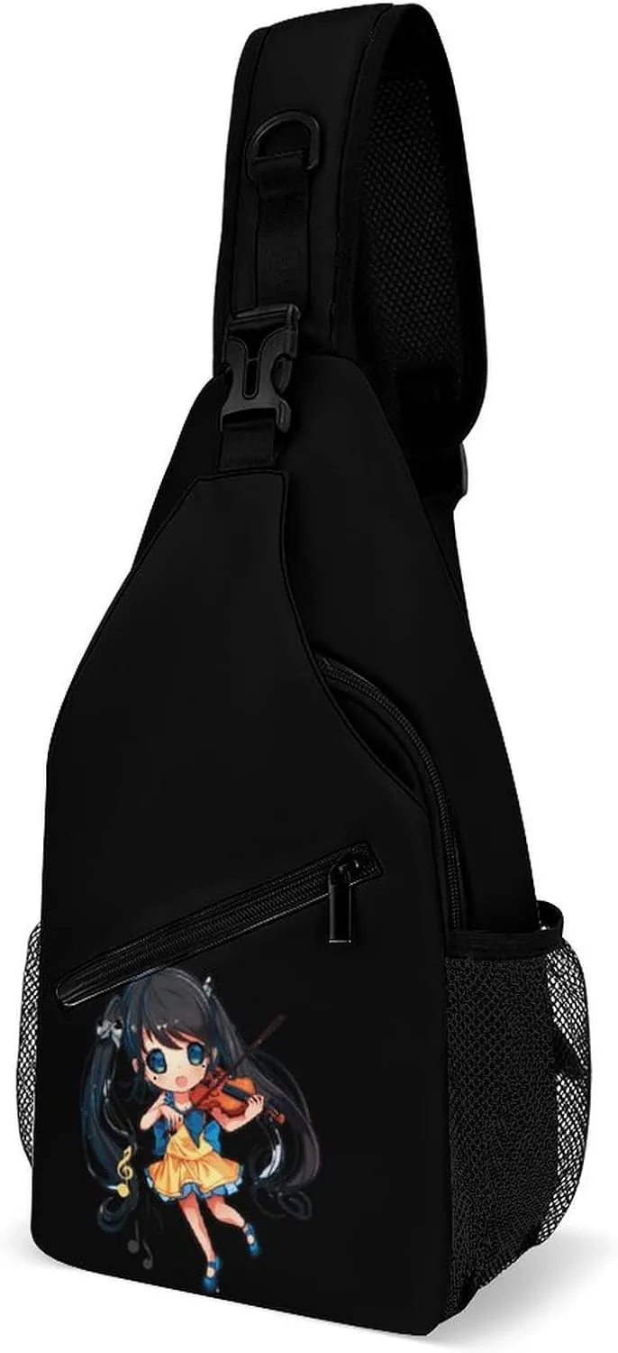 Musician Playing Violin Crossbody Sling Bag Lightweight Travel Hiking Chest Bag Daypack for Men Women