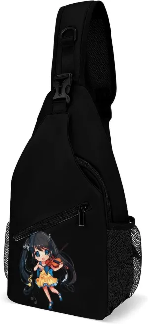 Musician Playing Violin Crossbody Sling Bag Lightweight Travel Hiking Chest Bag Daypack for Men Women