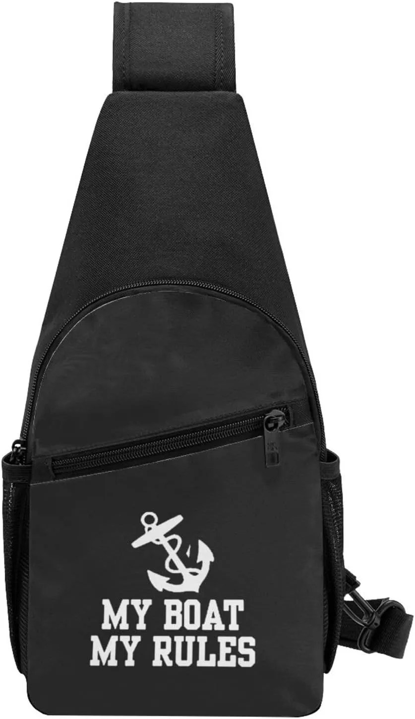 My Boat My Rules Unisex Chest Bag Lightweight Crossbody Shoulder Bag Travel Pocket