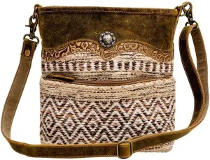 Myra Bag Western Canvas Crossbody Bag for Women - Cotton and Upcycled Leather Shoulder Bag Hispad