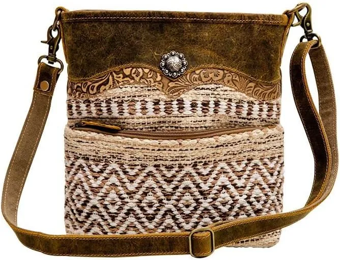 Myra Bag Western Canvas Crossbody Bag for Women - Cotton and Upcycled Leather Shoulder Bag Hispad
